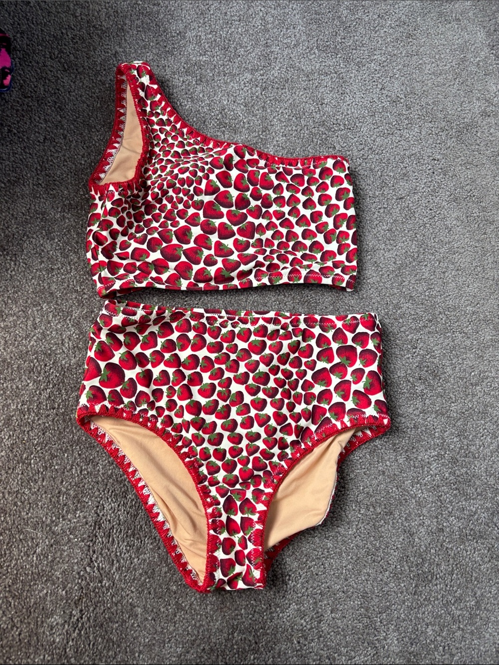 J. Crew Kids Strawberry Print Bikini Set - Red & White